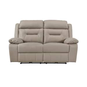 Lazzara Edelia 64 in. W Latte Leather Manual Double Reclining 2