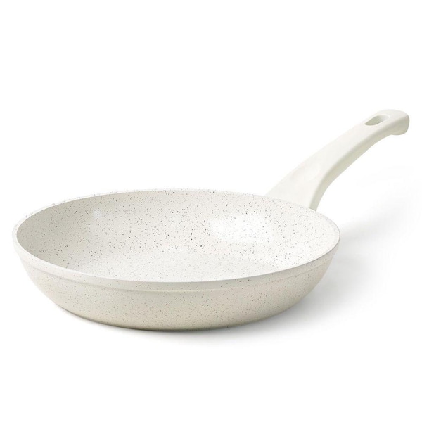 Ceramic 9.5 in. Ceramic Nonstick White Frying Pan Aluminum Alloy Induction Compatible PFOA PFAS Skillet