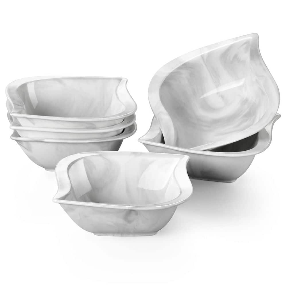 MALACASA, Flora Series, 8.25 Inch Soup Plates Marble Grey Porcelain Deep  Porcelain Dinner Plates Soup Bowl, Set of 6