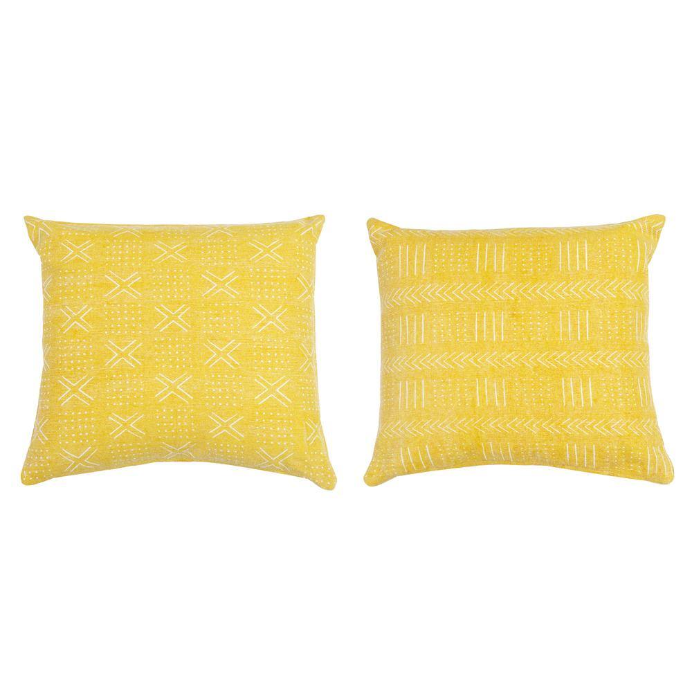 Decor Therapy Max 22 x 22 Lemon Curry Reversible Woven Throw Pillow