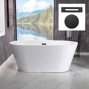Willingboro 54 in. Acrylic FlatBottom Double Ended Bathtub with Oil-Rubbed Bronze Overflow and Drain Included in White