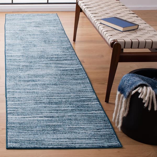 Lagoon Navy/Ivory 2 ft. x 9 ft. Striped Gradient Runner Rug