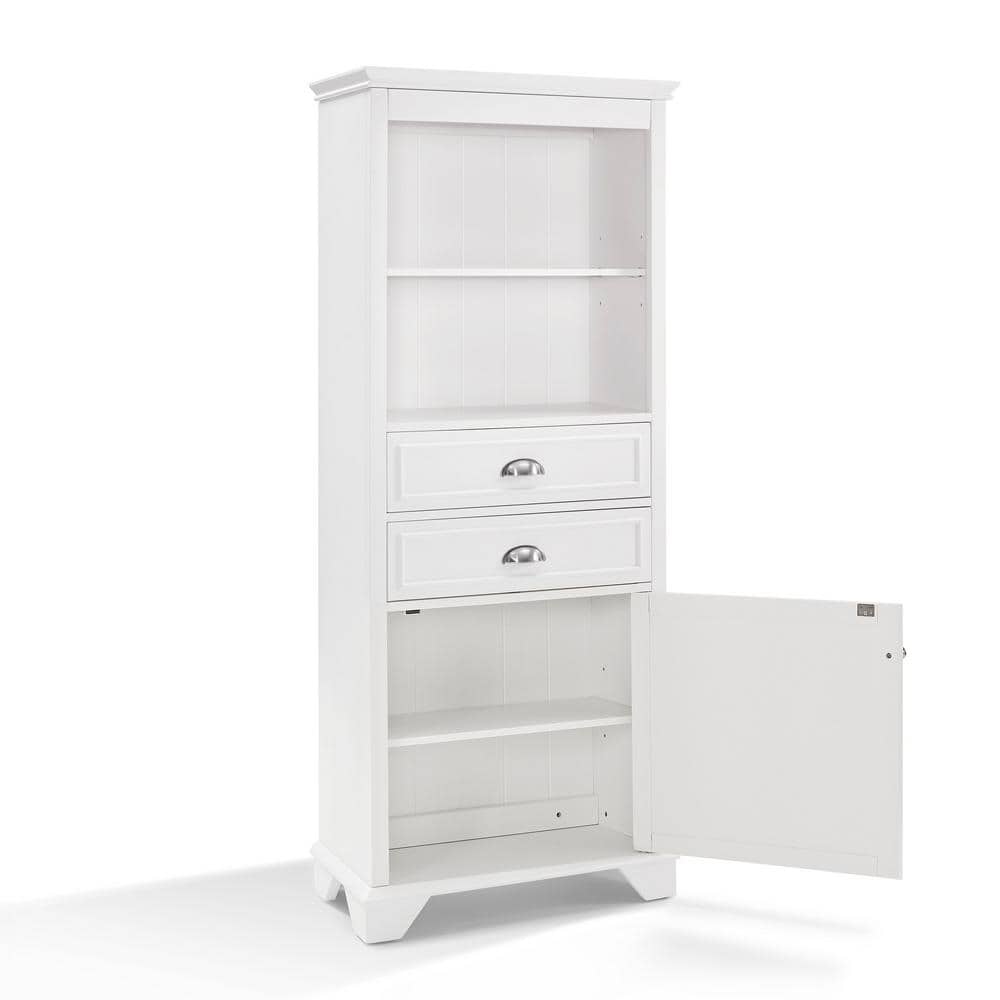White Tall Bathroom Cabinet with Adjustable Shelving
