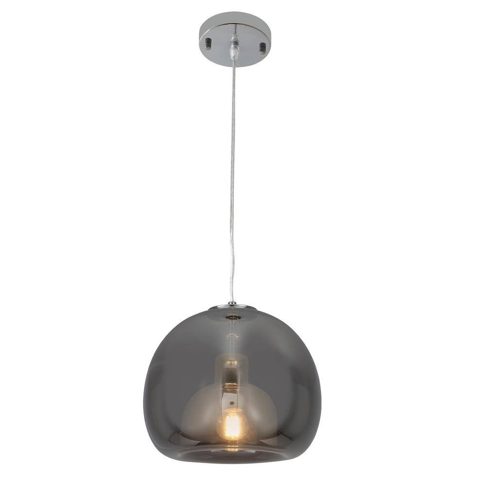 Lwytjo 1 Light Chrome Globe Pendant Light With Ashen Gray Glass Shade No Bulbs Included Y 8719