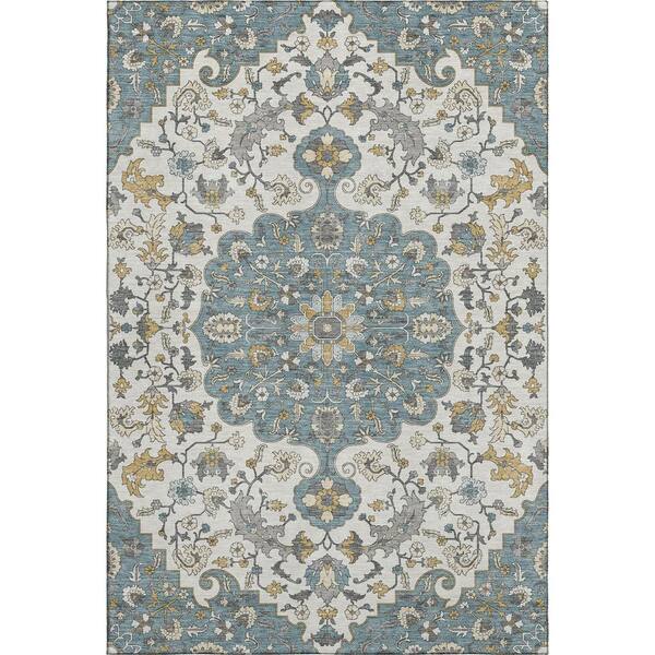 Mayfield Premium Machine Washable Abstract AMF2463 Teal 10 ft. x 14 ft. Area Rug