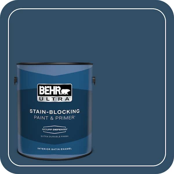 BEHR ULTRA 1 gal. #ECC-53-3 Outer Space Extra Durable Satin Enamel Interior Paint & Primer