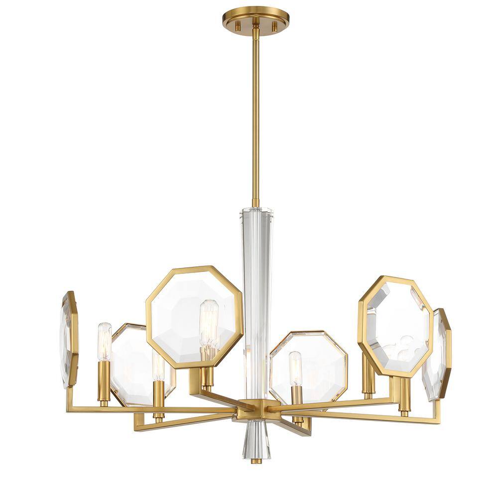 Leighton Warm Brass and Crystal 6-Light Chandelier