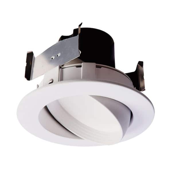 HALO 4 in. 2700K White Integrated LED Recessed Ceiling Light Fixture Adjustable Gimbal Retrofit Trim Warm White