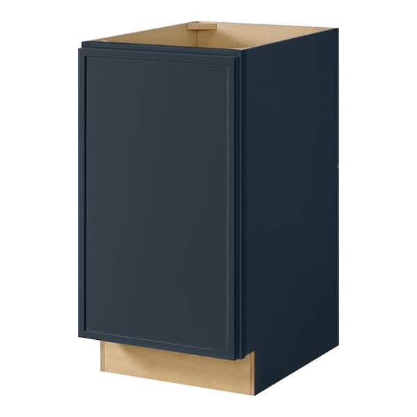Leyton 18 in. W x 24 in. D x 34.5 in. H Ready to Assemble Plywood Slim Shaker Double Trash Can Cabinet in Ink Blue
