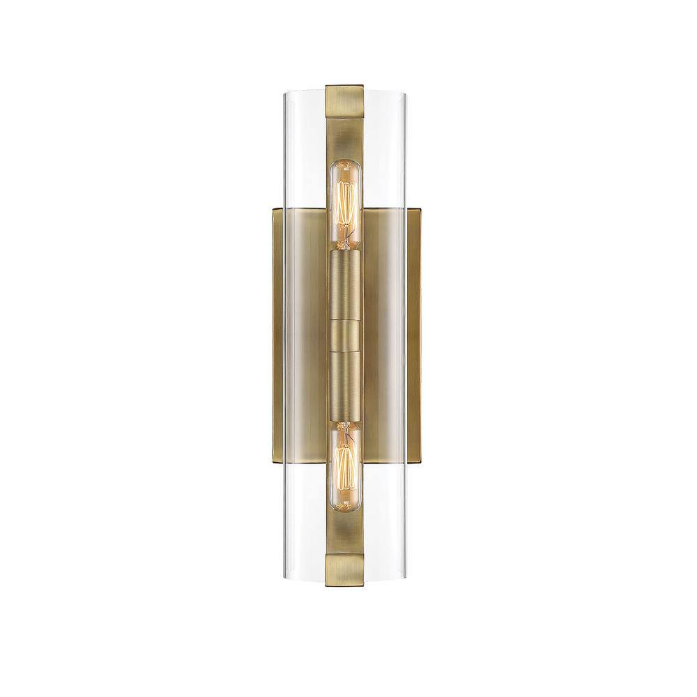 Winfield Dimmable Brass & Black Wall Sconce with Clear Glass