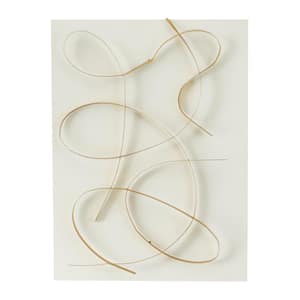 24 in. x  32 in. Metal White Overlapping Lines Abstract Wall Decor with White Backing