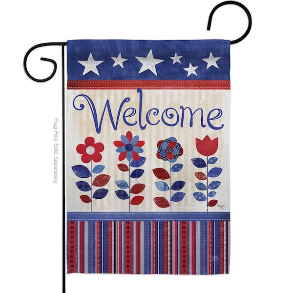 Breeze Decor 13 in. x 18.5 in. Welcome Patriotic Star and Stripes ...