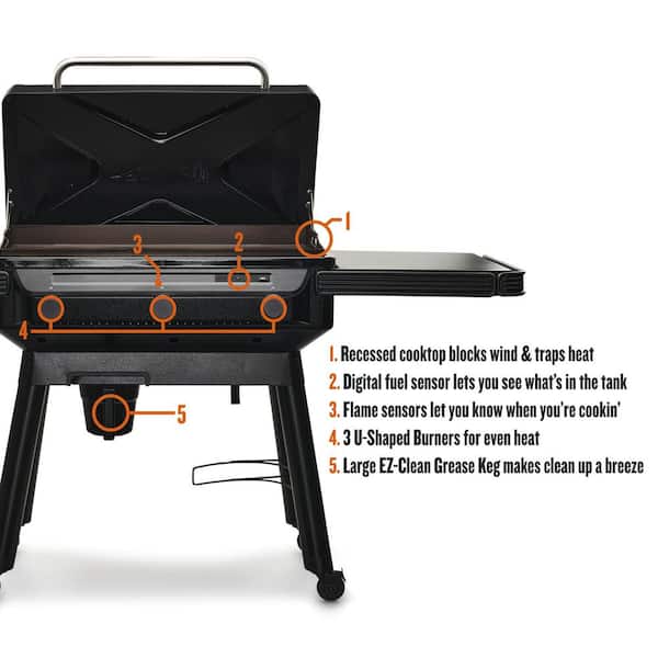 Traeger Traeger Flatrock 3-Burner Zone Grill, Propane Black Flat