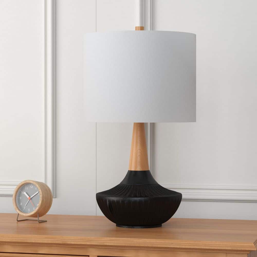Salem 23 in. Black Modern Ceramic Bedroom Living Room Bedside Desk Nightstand Table Lamps price history on PriceWatchPro