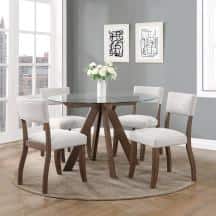 Mocha Brown Round Glass Top Dining Table for Four