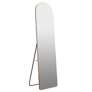 21 in. W x 64 in. H Arched Aluminum Framed Wall Bathroom Vanity Mirror in Gold