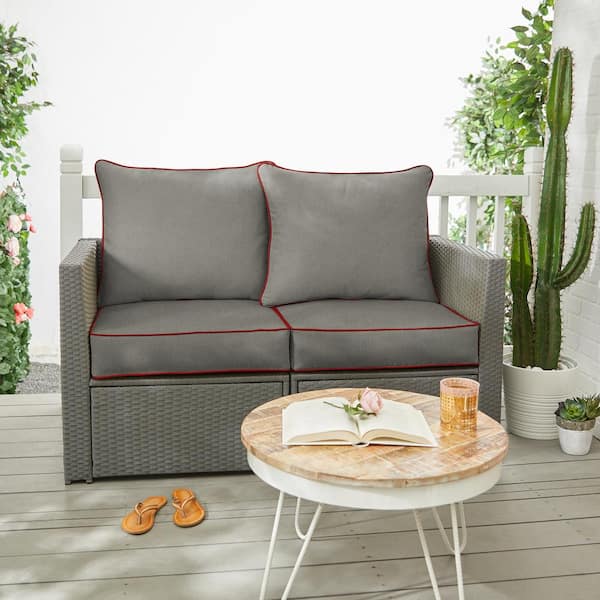 SORRA HOME 27 in. x 30 in. Sunbrella Deep Seating Indoor Outdoor