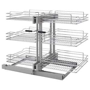 HOMLUX 2-Tier 20 in. W x 21 in. D Silver Metal Individual Pull Out Cabinet  Organizer 421202X-Double basket - The Home Depot