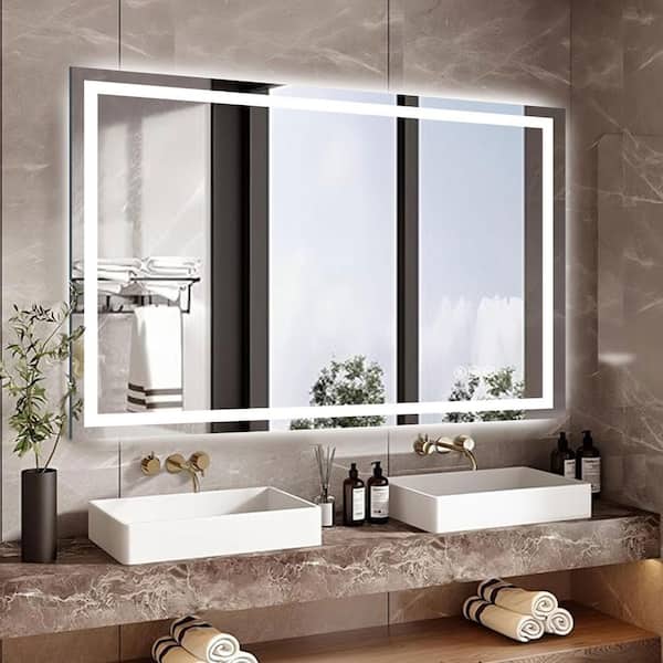 LuxHomez 30 in. W x 48 in. H Rectangular Frameless LED Light Anti