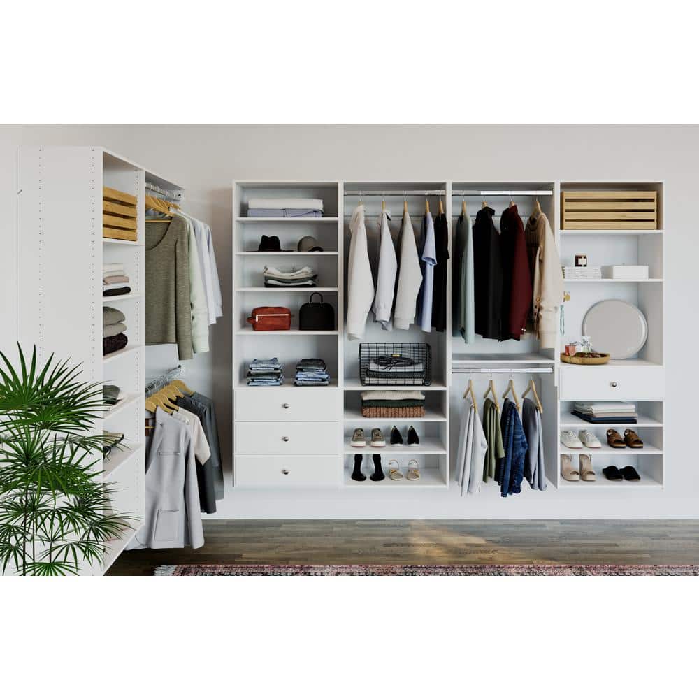 White Wood Closet Tower Kit with Drawers