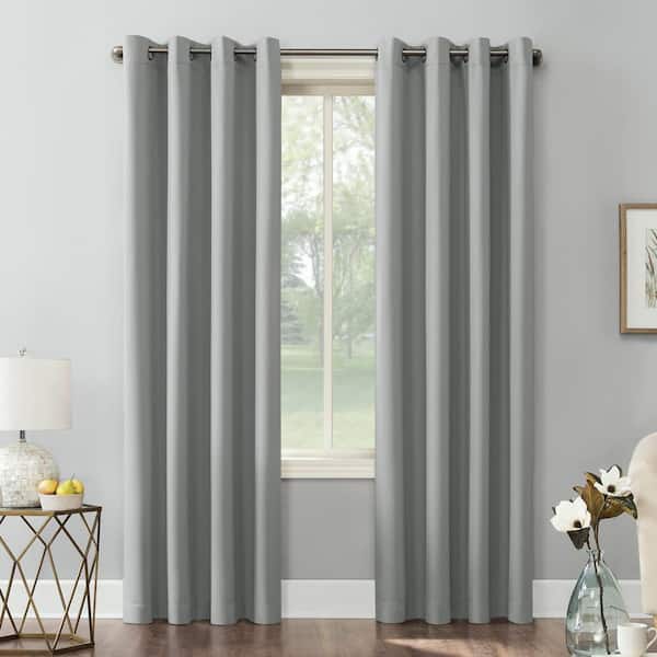 Saxon Energy Saving Silver Gray Polyester 54 in. W x 63 in. L Grommet Blackout Curtain (Single Panel)