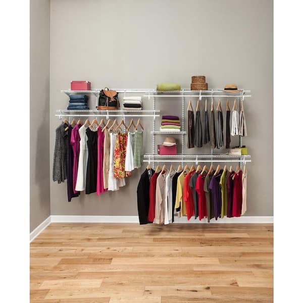 ShelfTrack 120.5 in. W White Reach-In Wall Mount 5-Shelf Wire Closet System Organizer Kit