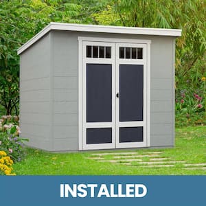 Professionally Installed Highland 8 ft. W x 6 ft. D Backyard Wood Utility Shed with Gray Polycarbonate Roof (48 sq. ft.)