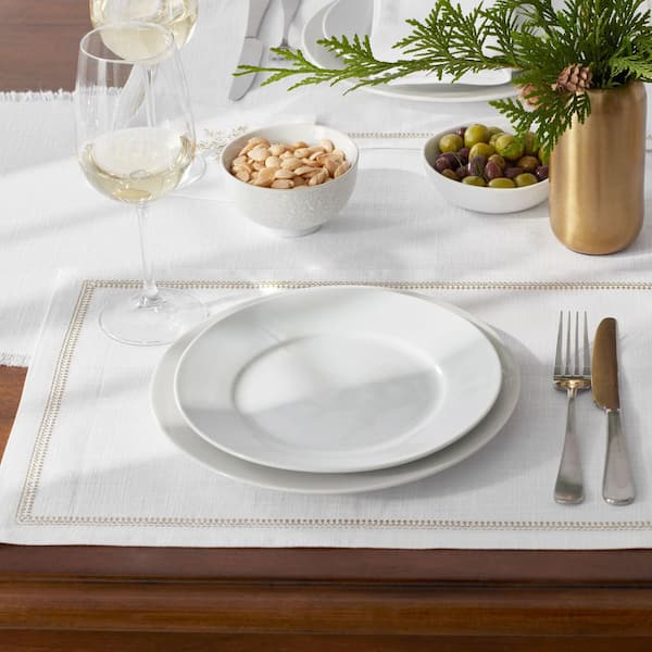 Company Cotton Metallic 20 in. W x 14 in. H Metallic Gold Cotton Placemat Set of 4