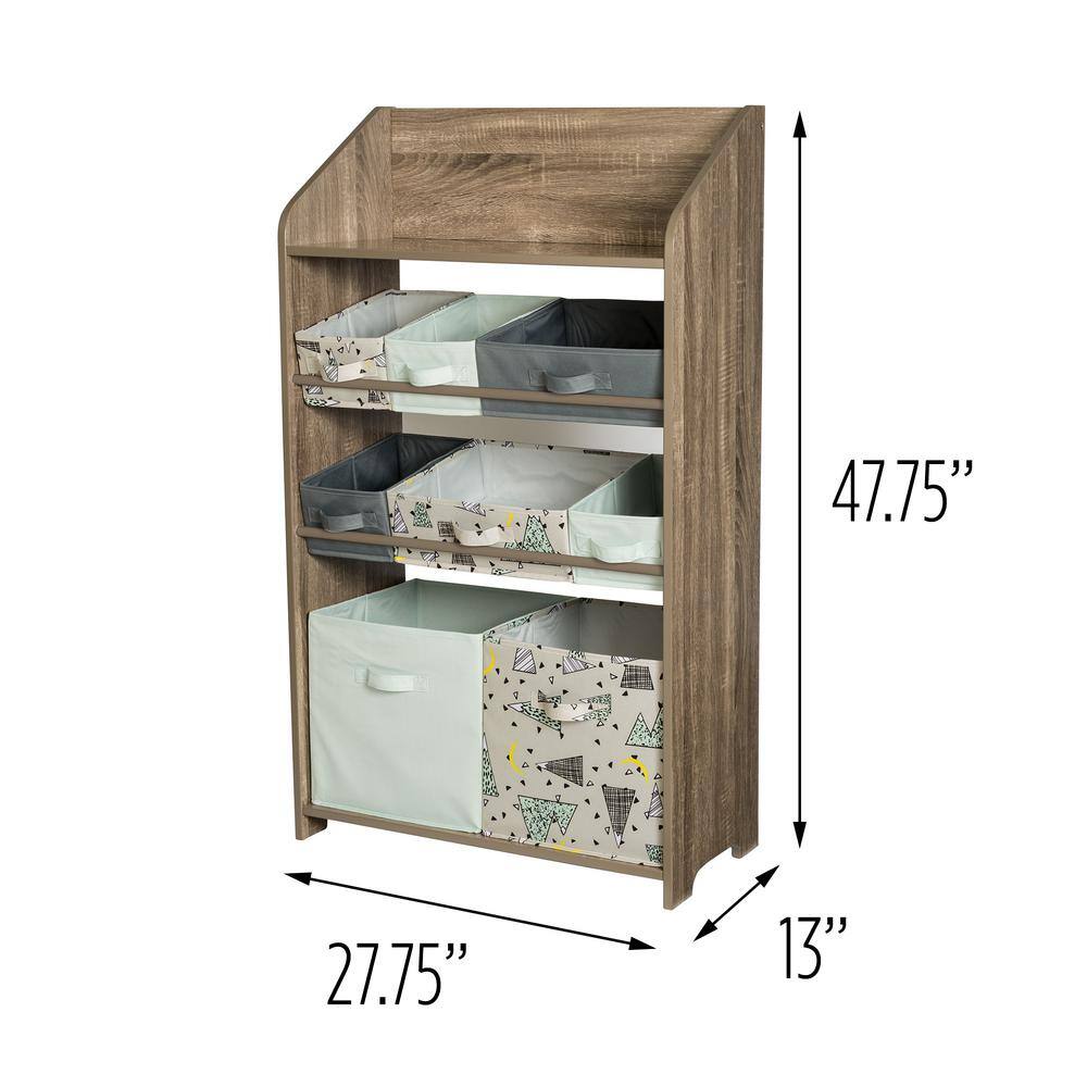 Rustic Brown Kids Storage Unit with Multicolor Bins
