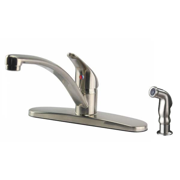 Ultra Faucets Classic Collection Single-Handle Standard Kitchen Faucet with Side Sprayer in Stainless Steel