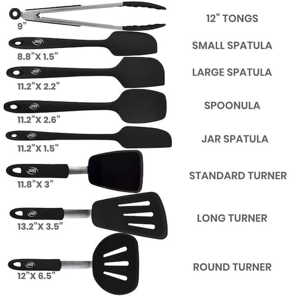 OVENTE Black Non-Stick Silicone Spatula Set with Heat Resistant & Stainless  Steel Core, Set of 5 SP12305B - The Home Depot