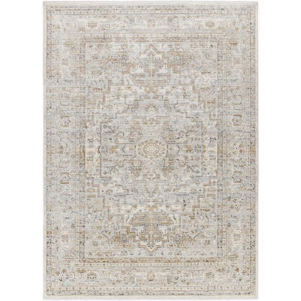 Livabliss Edmonton Light Gray Medallion 5 ft. x 7 ft. Indoor Area Rug