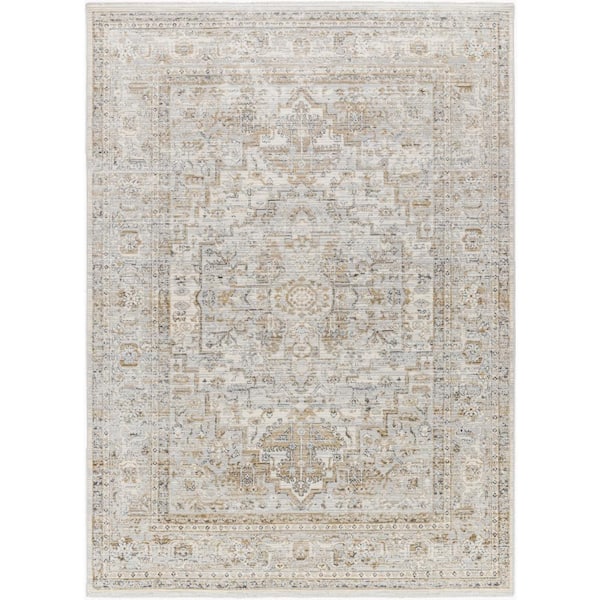 Livabliss Edmonton Light Gray Medallion 9 ft. x 12 ft. Indoor Area Rug