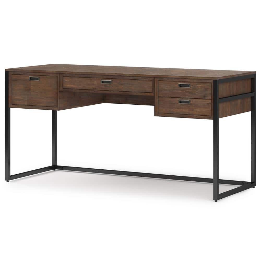 Richmond Rustic Natural Brown Acacia 60" Industrial Desk with Keyboard Tray