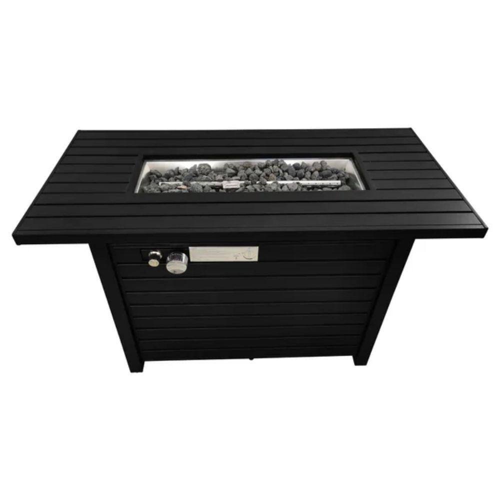42 in. 40000 BTU Steel Outdoor Propane Natural Gas Fire Pit Table with Lid for Deck Patio, Black