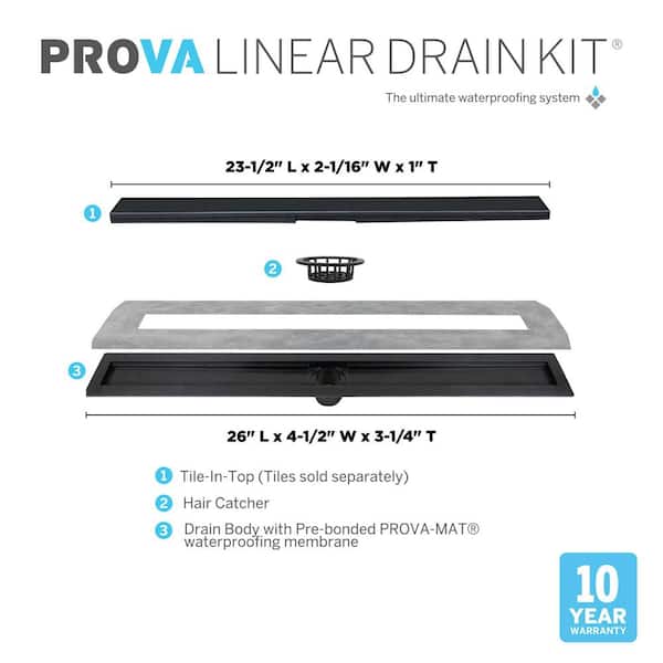 4.5 in. W x 24 in. L Prova Shower Kit Linear Drain (Tile-in-Top)