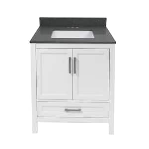 Salerno 31 in. W x 22 in. D Bath Vanity in White with Quartz Stone Vanity Top in Galaxy Gray with White Basin