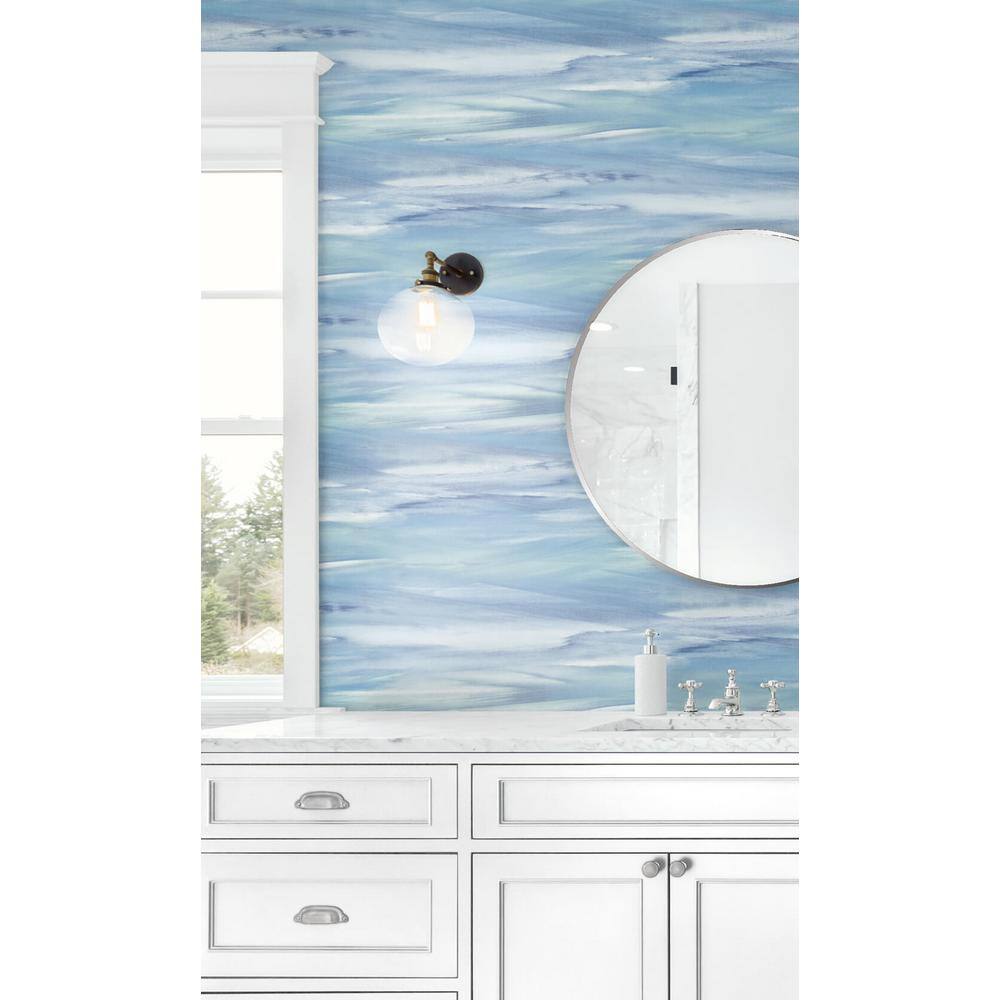 Sirius Brushstroke Blue Vinyl Peel and Stick Wallpaper Roll