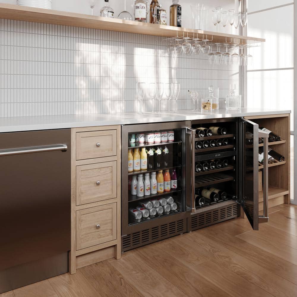 ZLINE 24" Stainless Steel Beverage Fridge with Adjustable Glass Shelves