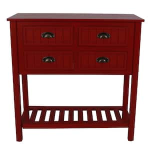 Bailey 32 in. Antique Red Standard Rectangle Wood Console Table with Drawers