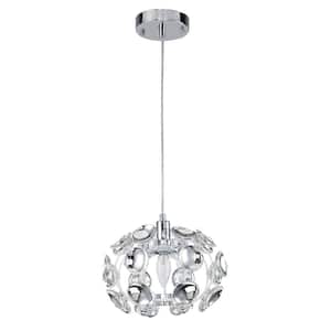 Ryker 1-Light Chrome Dome Pendant with Glass Shade