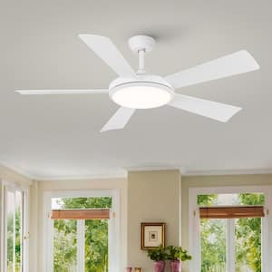52 in. Modern Integrated LED Indoor White Lighted Ceiling Fan with Remote Control and DC Motor