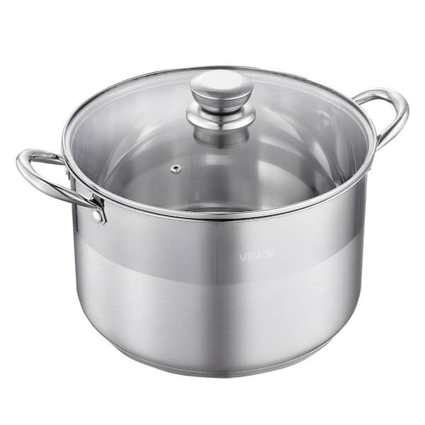 12 qt. Stainless Steel Stock Pot, Stainless Steel Stockpot with Glass Lid, Compatible with Gas Stoves,Induction Cooktops