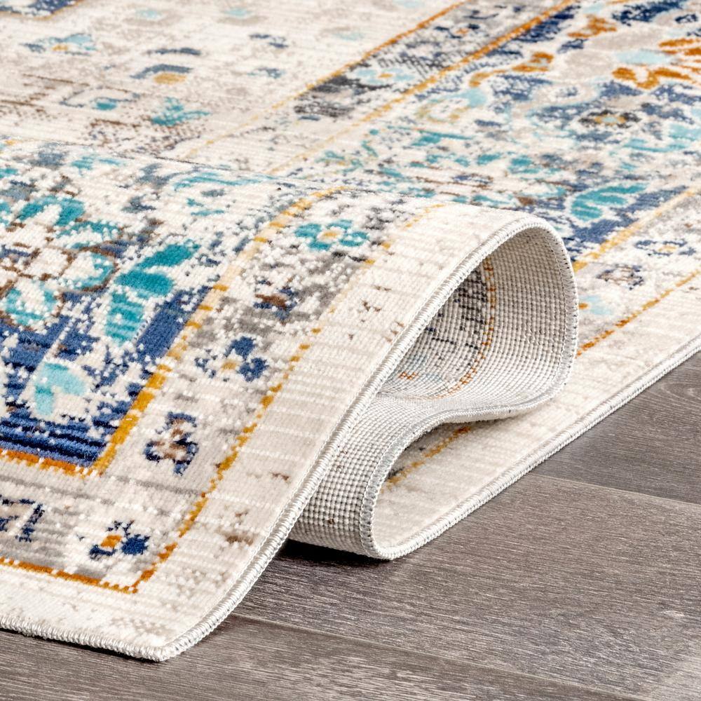 Ainsley Blue Distressed Medallion 3x5 Area Rug