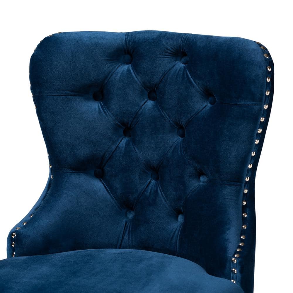 Howell Blue Velvet Upholstered Wood Counter Stools, Set of 2
