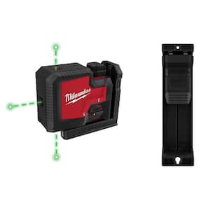 Green 100 ft. 3-Point Rechargeable Laser Level with REDLITHIUM Lithium-Ion USB Battery and Charger and Track Clip