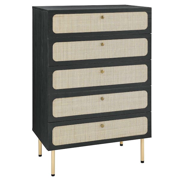 MODWAY Chaucer in Black 5-Drawer 31 in. Chest of Drawers