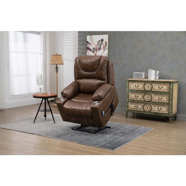 Brown Faux Leather Recliners Lift Chair Relax Sofa Chair Recliner