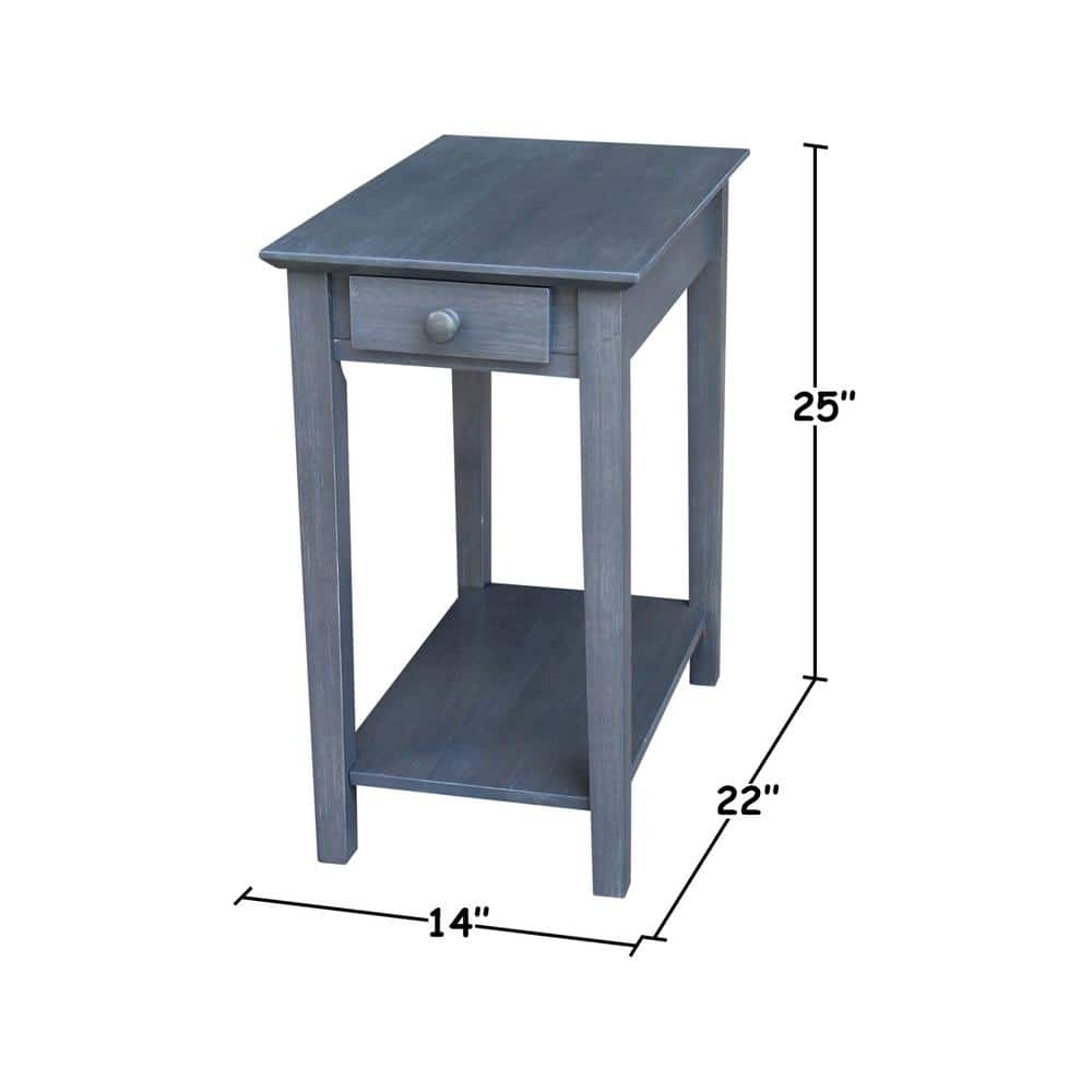Ocean Blue Traditional Elegant Solid Parawood End Table with Storage