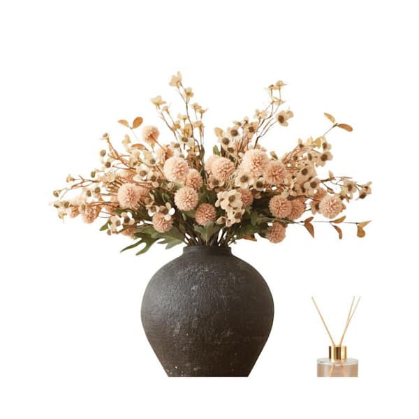 Beige Floral Silk 24 in. Bouquet 22-Piece